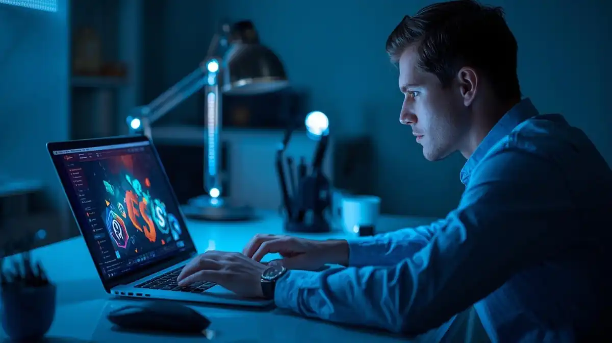 Person earning money with AI video creation tools on laptop